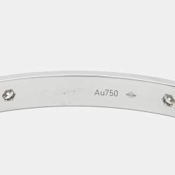 Pre Owned Cartier Love 4 Diamonds 18k White Gold Bracelet 17