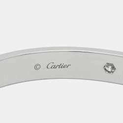 Pre Owned Cartier Love 4 Diamonds 18k White Gold Bracelet 17