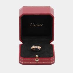 Pre Owned Cartier Love 2 Diamond 18K Rose Gold/White Gold Double Band Ring Size 51