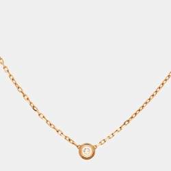 Pre Owned Cartier D'Amour Diamond 18k Rose Gold Small Model Necklace