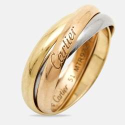 Pre Owned Cartier Trinity  18k  Three Tone Gold Ring Small Model Size 51