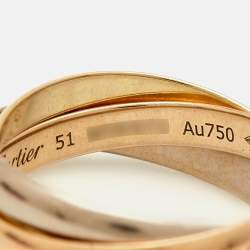 Pre Owned Cartier Trinity  18k  Three Tone Gold Ring Small Model Size 51