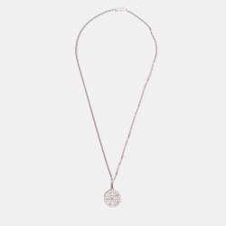 Pre Owned Cartier 18K White Gold Diamond Set Logo Pendant Necklace