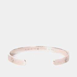 مملوكة مسبقًا Cartier 18K White Gold Diamond Set Love Cuff Bangle Size 19