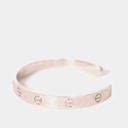 مملوكة مسبقًا Cartier 18K White Gold Diamond Set Love Cuff Bangle Size 19