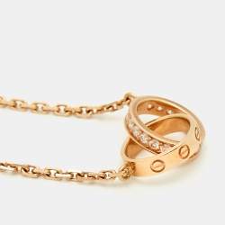 Pre Owned Cartier Love Diamond 18k Rose Gold Necklace