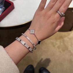 مملوكة مسبقًا Cartier Love Bracelet White Gold Full Diamond Black Ceramic Size 16