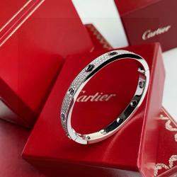 مملوكة مسبقًا Cartier Love Bracelet White Gold Full Diamond Black Ceramic Size 16