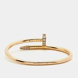 Pre Owned Cartier Juste Un Clou Diamonds 18k Rose Gold Bracelet 15