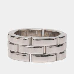 Pre Owned Cartier 18K White Gold Triple Row Maillon Panthère Ring