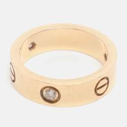 مملوكة مسبقًا Cartier Love 3 Diamond 18k Yellow Gold Band Ring Size 55