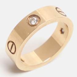 مملوكة مسبقًا Cartier Love 3 Diamond 18k Yellow Gold Band Ring Size 55