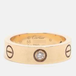 مملوكة مسبقًا Cartier Love 3 Diamond 18k Yellow Gold Band Ring Size 55