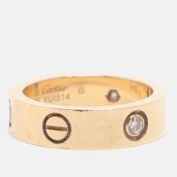 مملوكة مسبقًا Cartier Love 3 Diamond 18k Yellow Gold Band Ring Size 55
