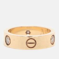 مملوكة مسبقًا Cartier Love 3 Diamond 18k Yellow Gold Band Ring Size 55