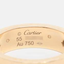 مملوكة مسبقًا Cartier Love 3 Diamond 18k Yellow Gold Band Ring Size 55