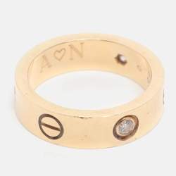 مملوكة مسبقًا Cartier Love 3 Diamond 18k Yellow Gold Band Ring Size 55