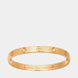 مملوكة مسبقًا Cartier Love 18K Pink Gold 4 Diamonds Bracelet Size 16