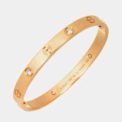 مملوكة مسبقًا Cartier Love 18K Pink Gold 4 Diamonds Bracelet Size 16