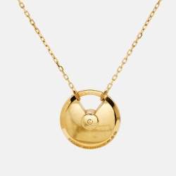 Pre Owned Cartier Amulette De Cartier Mother of Pearl Diamond 18k Yellow Gold Small Model Necklace