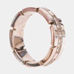 Pre Owned خاتم كارتتييه تانك فرانسيز ذهب أبيض عيار 18 وحزام ألماس مقاس 55 EU