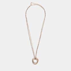 Pre Owned Cartier Trinity 18K Yellow, Rose, White Gold and Diamond Pendant Necklace