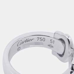 مملوكة مسبقًا Cartier Double C De Cartier 18K White Gold and Diamond Band Ring EU 51