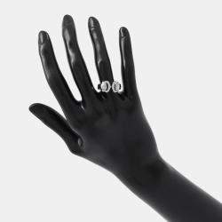 مملوكة مسبقًا Cartier Double C De Cartier 18K White Gold and Diamond Band Ring EU 51