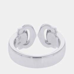 مملوكة مسبقًا Cartier Double C De Cartier 18K White Gold and Diamond Band Ring EU 51