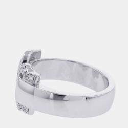 مملوكة مسبقًا Cartier Double C De Cartier 18K White Gold and Diamond Band Ring EU 51