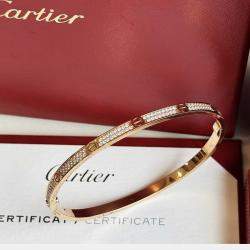 Pre Owned Cartier Love Narrow Bracelet 18K Rose Gold Diamond Set size 18