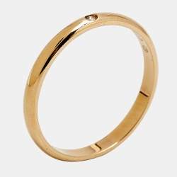 مملوكة مسبقًا Cartier 1895 Diamond 18k Rose Gold Narrow Wedding Band Ring Size 59
