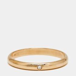 مملوكة مسبقًا Cartier 1895 Diamond 18k Rose Gold Narrow Wedding Band Ring Size 59