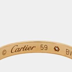 مملوكة مسبقًا Cartier 1895 Diamond 18k Rose Gold Narrow Wedding Band Ring Size 59
