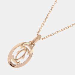 Pre Owned Cartier Double C Diamond 18K Pink Gold Necklace
