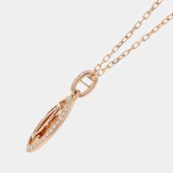 Pre Owned Cartier Double C Diamond 18K Pink Gold Necklace
