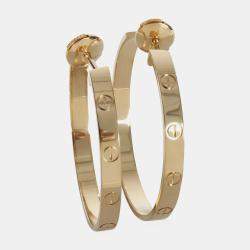 Pre Owned أقراط كارتييه لوف حلقات ذهب أصفر عيار 18 كبيرة