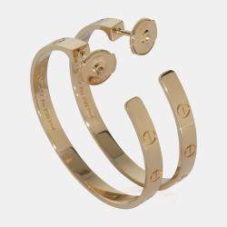 Pre Owned أقراط كارتييه لوف حلقات ذهب أصفر عيار 18 كبيرة