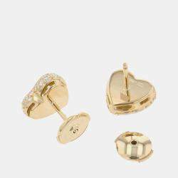 مملوكة مسبقًا Cartier Heart Vintage 18K Yellow Gold and Diamond Stud Earrings