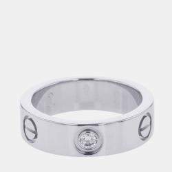 Pre Owned Cartier Love Platinum and Diamond Band Ring EU 51