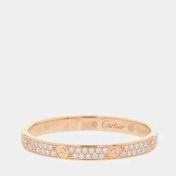 Pre Owned Cartier Love 18K Rose Gold Diamond Band Ring EU 62