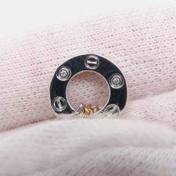 Pre Owned Cartier Love 18K White Gold & 18K Rose Gold 6 Diamonds Necklace 