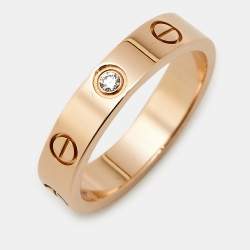 Pre Owned Cartier Love Diamond 18k Rose Gold Wedding Band Ring Size 51
