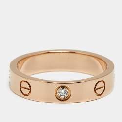 Pre Owned Cartier Love Diamond 18k Rose Gold Wedding Band Ring Size 51