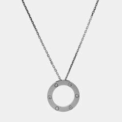 Pre Owned Cartier Love  Diamond 18K White Gold Pendant Necklace
