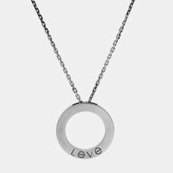 Pre Owned Cartier Love  Diamond 18K White Gold Pendant Necklace
