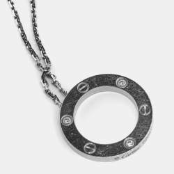 Pre Owned Cartier Love  Diamond 18K White Gold Pendant Necklace