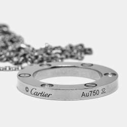 Pre Owned Cartier Love  Diamond 18K White Gold Pendant Necklace