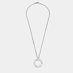 Pre Owned Cartier Love  Diamond 18K White Gold Pendant Necklace