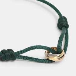 Pre Owned Cartier Trinity 18k Three Tone Gold Green Cord Bracelet